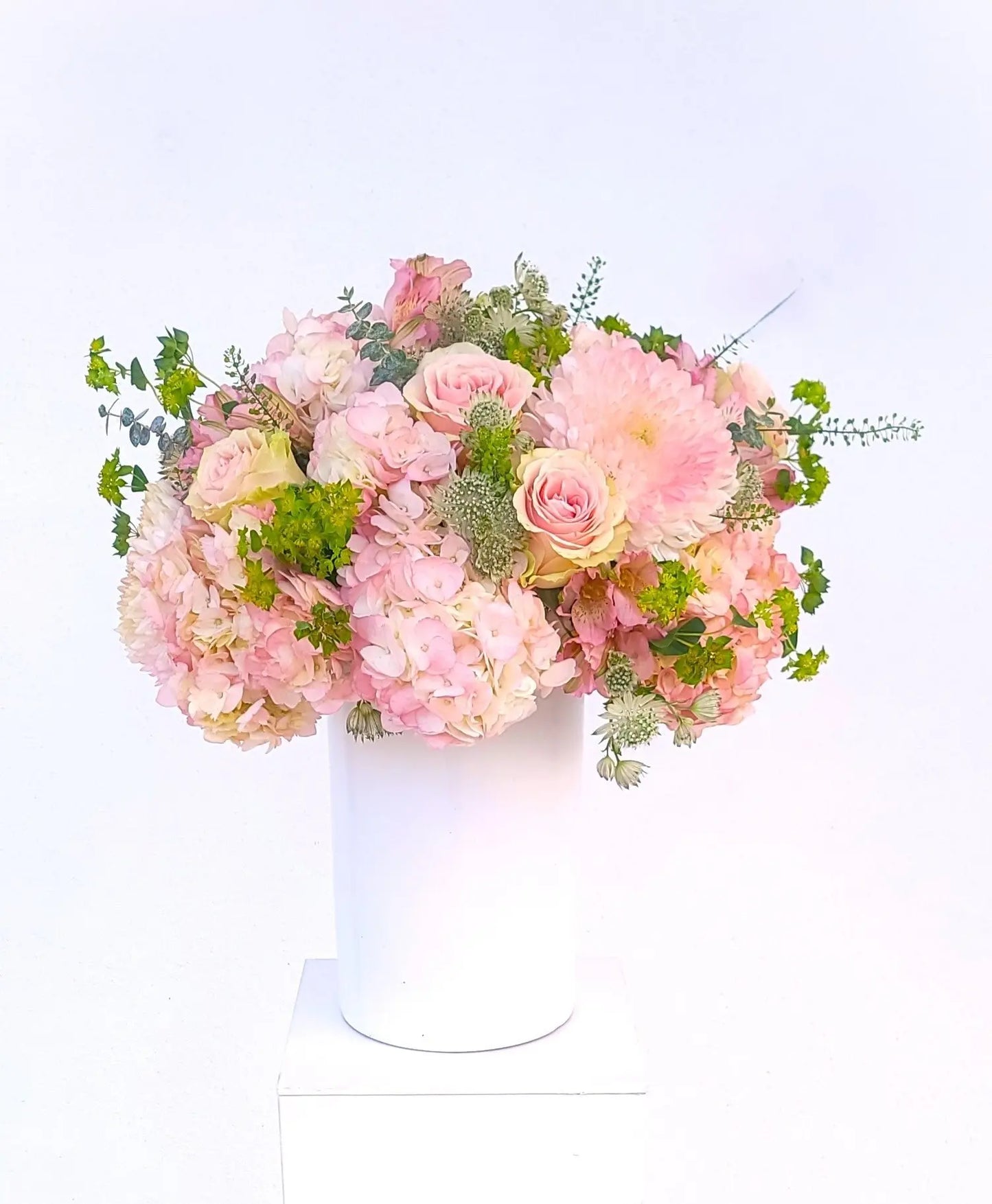 Pink Pastel Flower Arrangement on pedestal