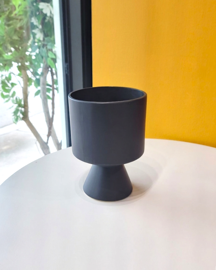Black Ceramic Compote Vase