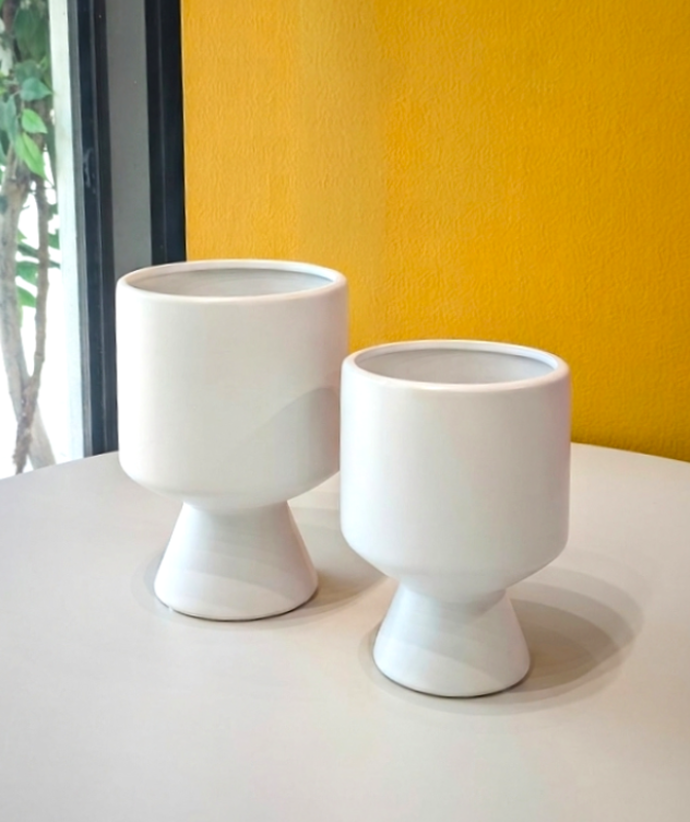 White Ceramic Compote Vase