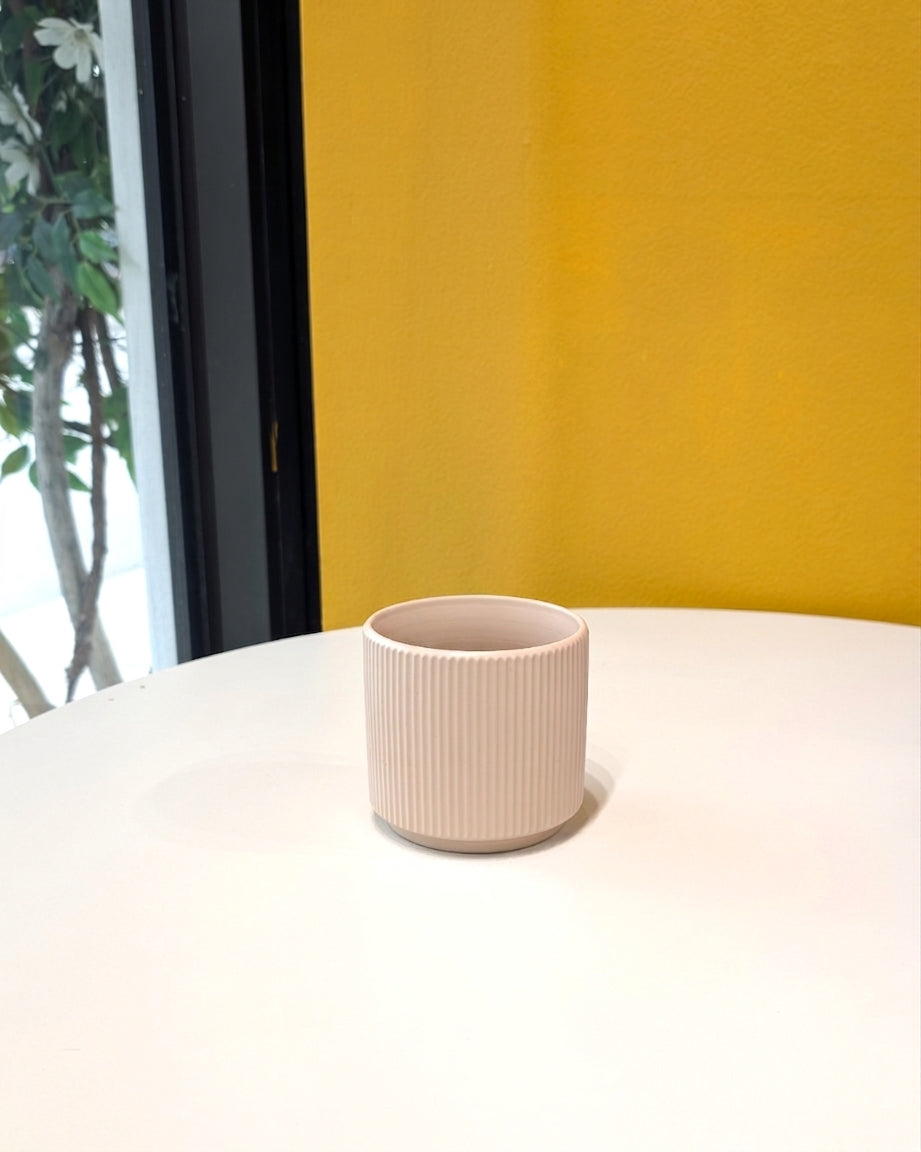 Small Ribbed Pink Vase