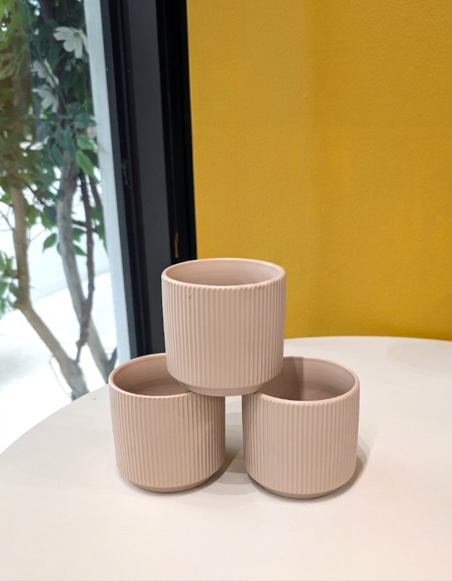 Small Ribbed Pink Vase